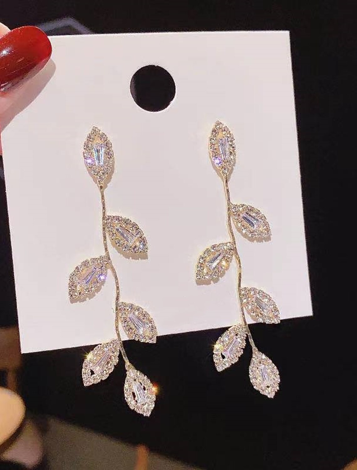 Wholesale Women's Clear Drop Earrings Fine Jewelry Geometrical Leaf Stylish Trendy S925 Sterling Silver Earrings Jewelry Silver / Gold For Wedding Party 1 Pair