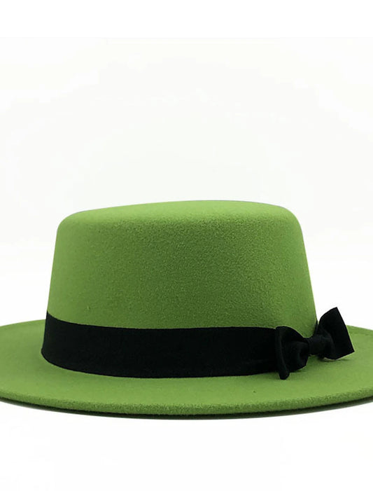 Wholesale Hats Wool Fedora Hat Holiday Horse Race St.Patrick's Day Cocktail Royal Astcot Elegant Lady With Bowknot Headpiece Headwear