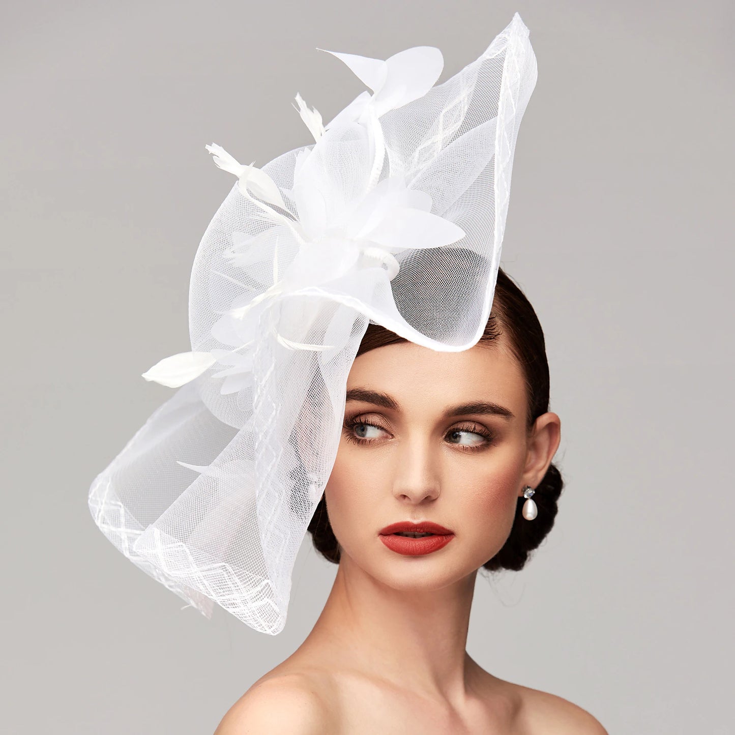 Wholesale Flowers Feather Net Kentucky Derby Hat Fascinators Headpiece with Feather Floral 1PC Horse Race Ladies Day Melbourne Cup Headpiece