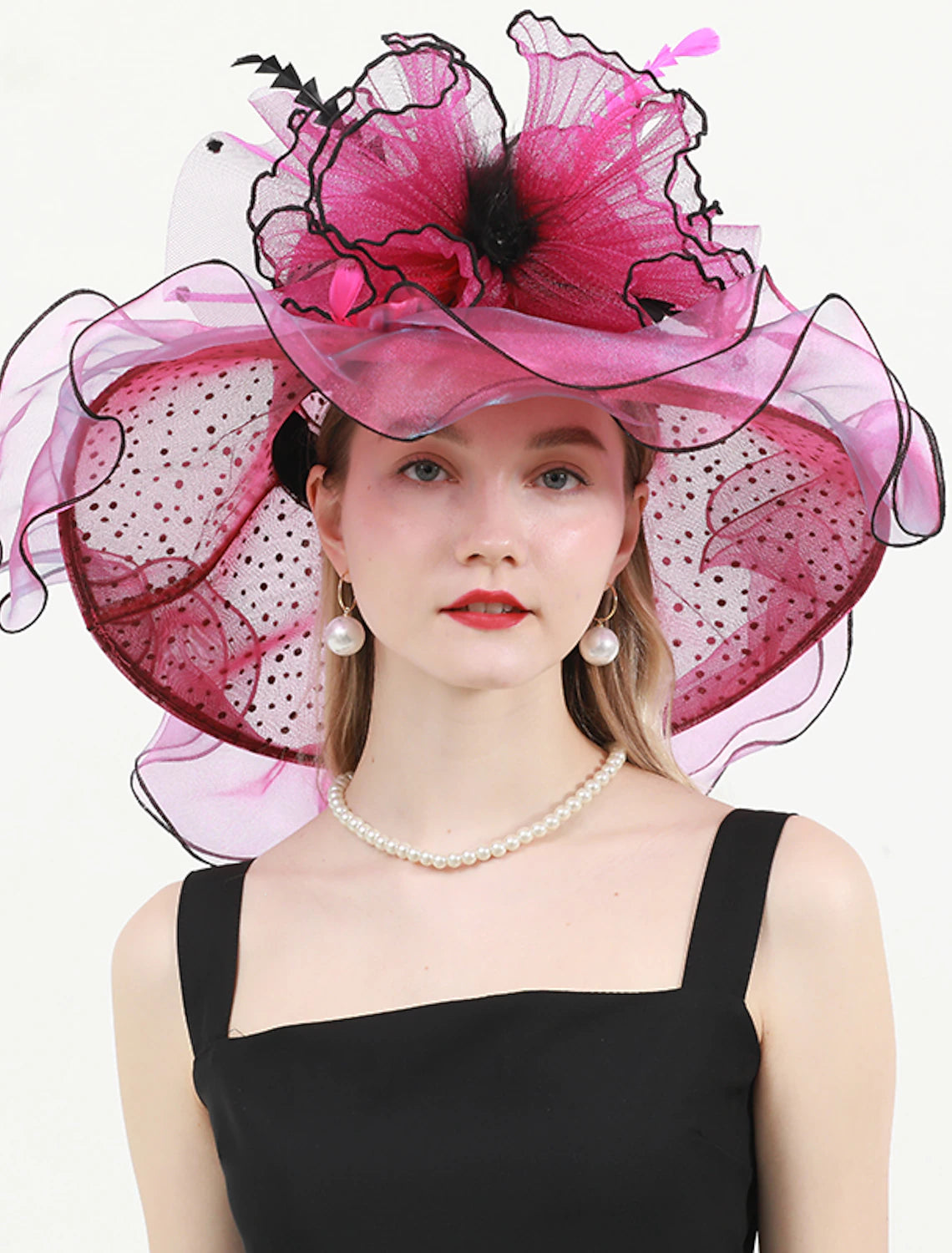 Wholesale Hats Organza Kentucky Derby Church Wedding Sun Protection With Feathers / Fur Floral Headpiece Headwear