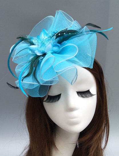 Wholesale Feather / Net Fascinators Kentucky Derby Hat/ Headpiece with Feather / Floral / Flower 1PC Wedding / Special Occasion / Tea Party Headpiece