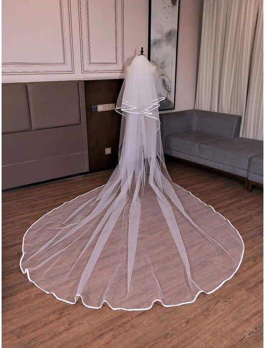 Wholesale Two-tier Vintage / Sweet Wedding Veil Cathedral Veils with Tier 137.8 in (350cm) Tulle