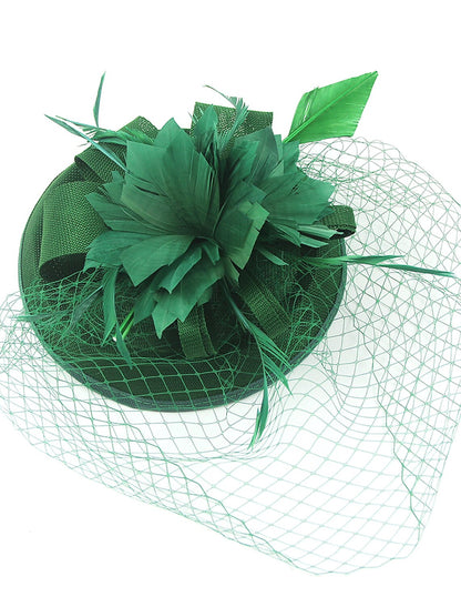 Wholesale Fascinators Kentucky Derby Hat Headwear Organza Polyester / Polyamide Fedora Hat Floppy Hat Veil Hat Tea Party Horse Race Ladies Day Vintage Style Vintage Elegant With Feather Appliques