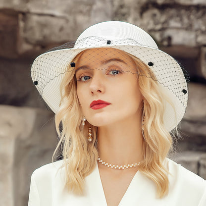 Wholesale Hats Polyester Fiber Bowler / Cloche Hat Bucket Hat Straw Hat Wedding Tea Party Elegant Wedding With Feather Lace Side Headpiece Headwear