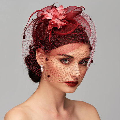 Wholesale Elegant Fascinators Hats Linen Net Mesh Headpiece Kentucky Derby Hat with Clip Headband Feather Floral Flower Mesh Net Wedding Evening Party Horse Race Ladies Day Headpiece Headwear