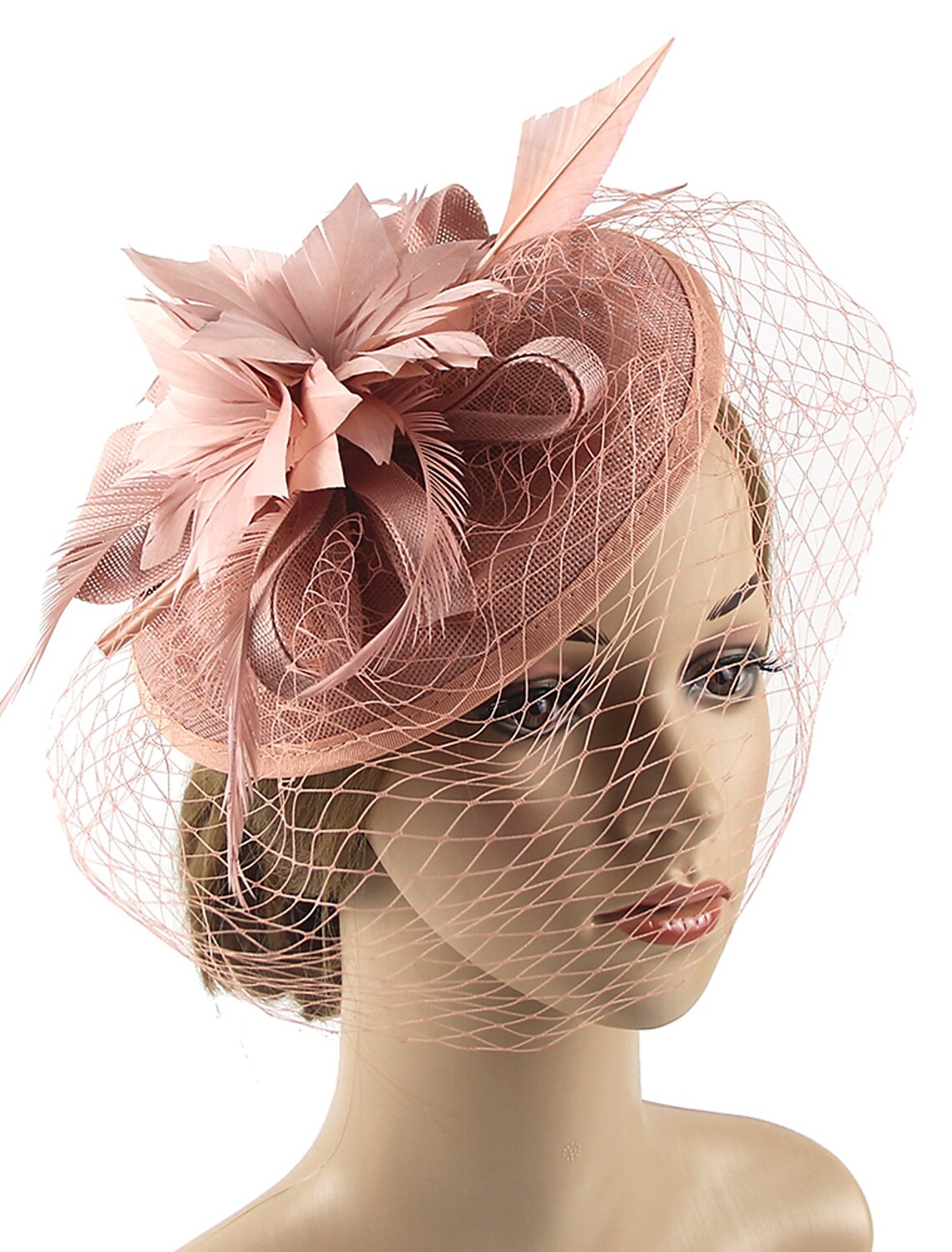 Wholesale Fascinators Kentucky Derby Hat Headwear Organza Polyester / Polyamide Fedora Hat Floppy Hat Veil Hat Tea Party Horse Race Ladies Day Vintage Style Vintage Elegant With Feather Appliques