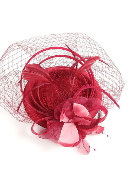 Wholesale Fascinators Kentucky Derby Hat Headwear Organza Polyester / Polyamide Fedora Hat Veil Hat Party / Evening Holiday Vintage Style Elegant With Feather Appliques Headpiece Headwear