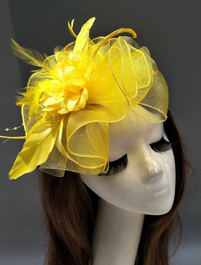 Wholesale Feather / Net Fascinators Kentucky Derby Hat/ Headpiece with Feather / Floral / Flower 1PC Wedding / Special Occasion / Tea Party Headpiece