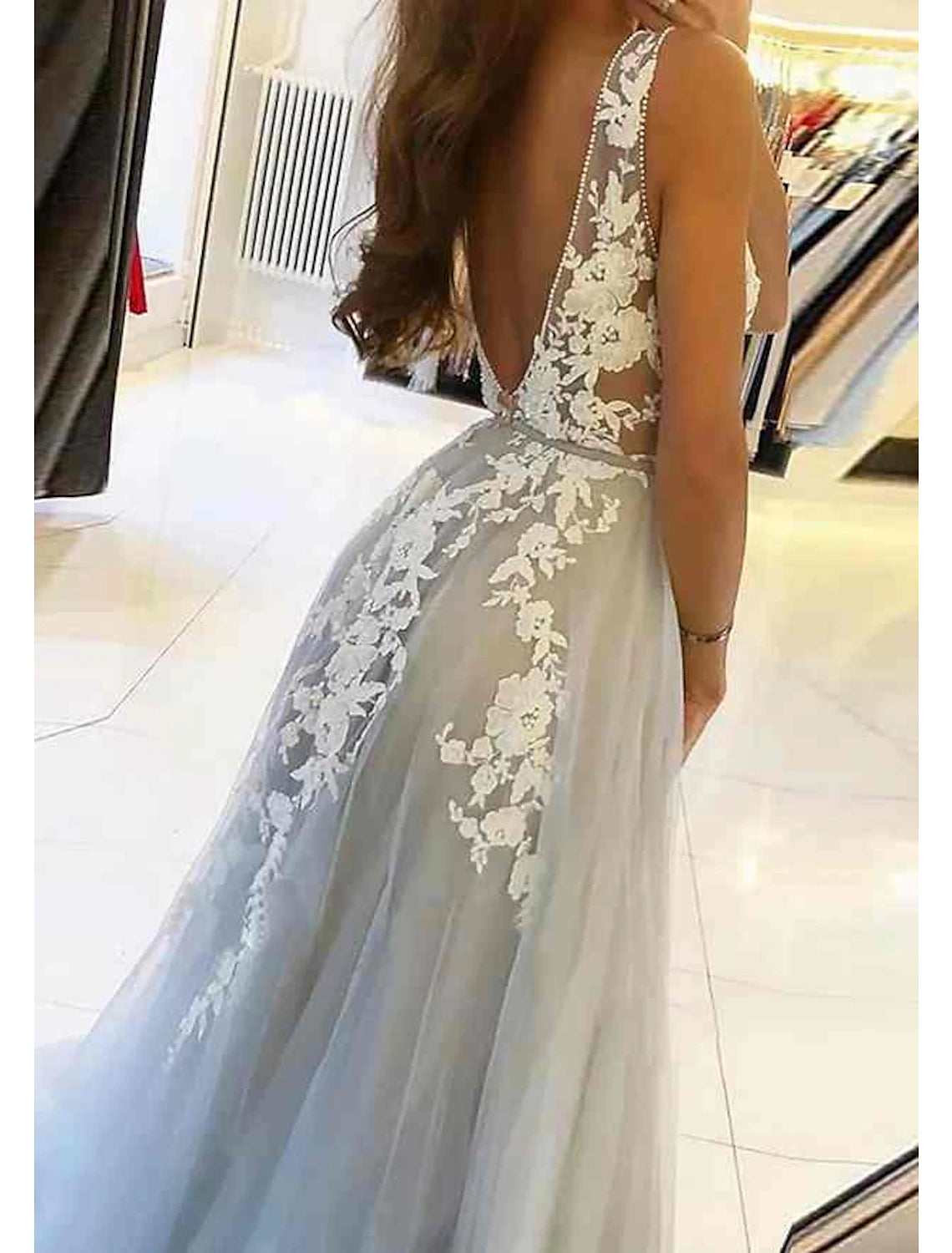 Wholesale Ball Gown Evening Gown Floral Dress Prom Black Tie Court Train Sleeveless Off Shoulder Royal Style Cotton Backless with Beading Appliques