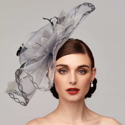 Wholesale Flowers Feather Net Kentucky Derby Hat Fascinators Headpiece with Feather Floral 1PC Horse Race Ladies Day Melbourne Cup Headpiece