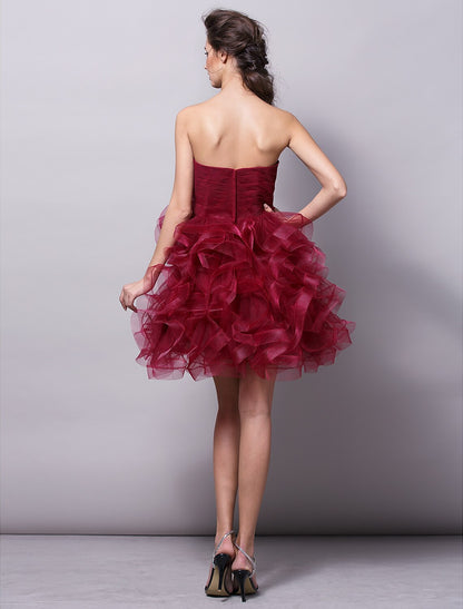 Wholesale Ball Gown Hot Homecoming Cocktail Party Valentine's Day Dress Strapless Sleeveless Short / Mini Tulle with Ruched Tier