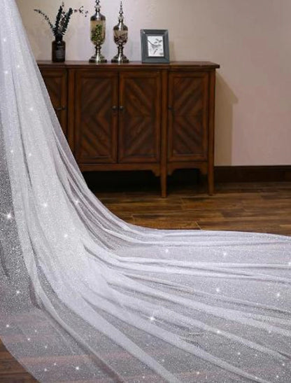 Wholesale One-tier Luxury Wedding Veil Cathedral Veils with Solid Tulle