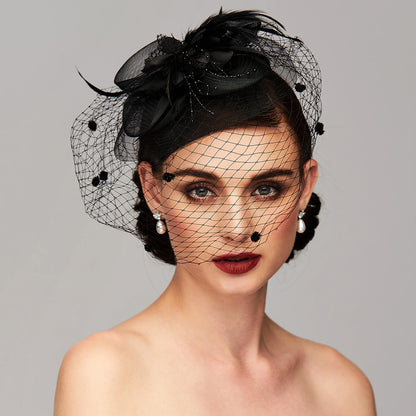 Wholesale Elegant Fascinators Hats Linen Net Mesh Headpiece Kentucky Derby Hat with Clip Headband Feather Floral Flower Mesh Net Wedding Evening Party Horse Race Ladies Day Headpiece Headwear