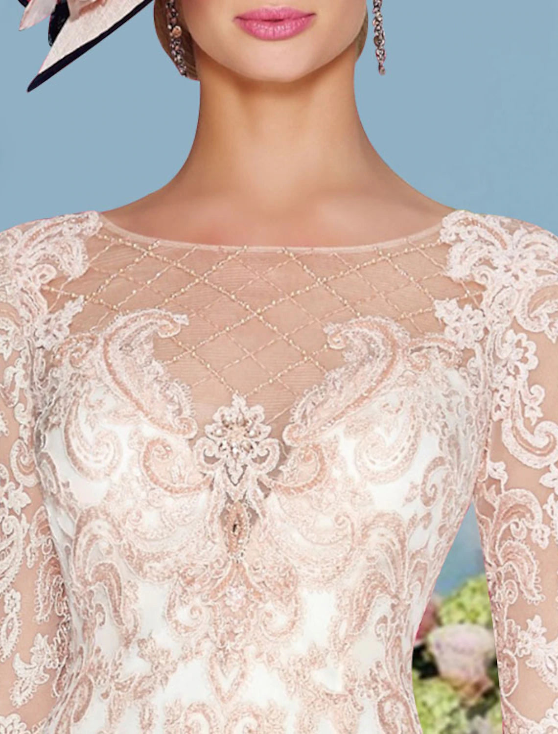 Wholesale Two Piece Sheath / Column Mother of the Bride Dress Formal Wedding Guest Church Elegant Jewel Neck Knee Length Chiffon Lace 3/4 Length Sleeve Wrap Included Jacket Dresses with Beading Appliques