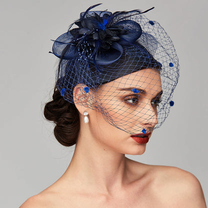 Wholesale Elegant Fascinators Hats Linen Net Mesh Headpiece Kentucky Derby Hat with Clip Headband Feather Floral Flower Mesh Net Wedding Evening Party Horse Race Ladies Day Headpiece Headwear