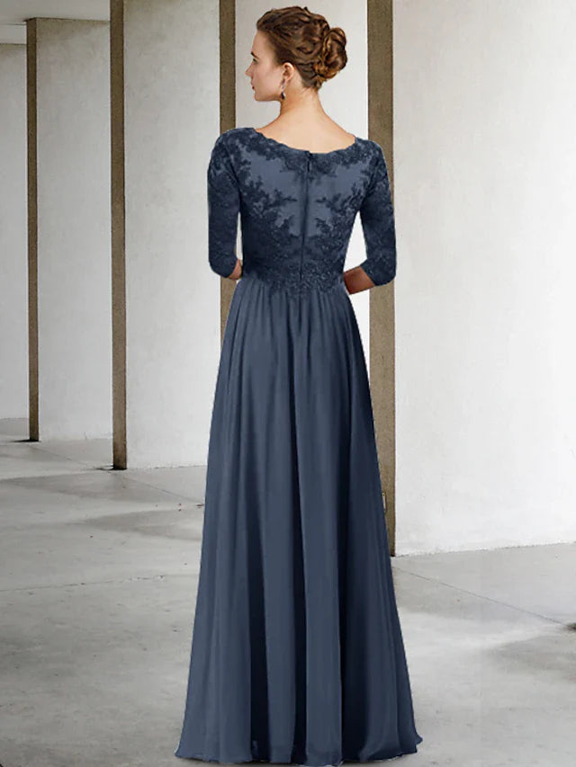 Wholesale Two Piece A-Line Mother of the Bride Dress Plus Size Elegant High Low V Neck Asymmetrical Floor Length Chiffon Lace Half Sleeve Wrap Included Jacket Dresses with Pleats Appliques