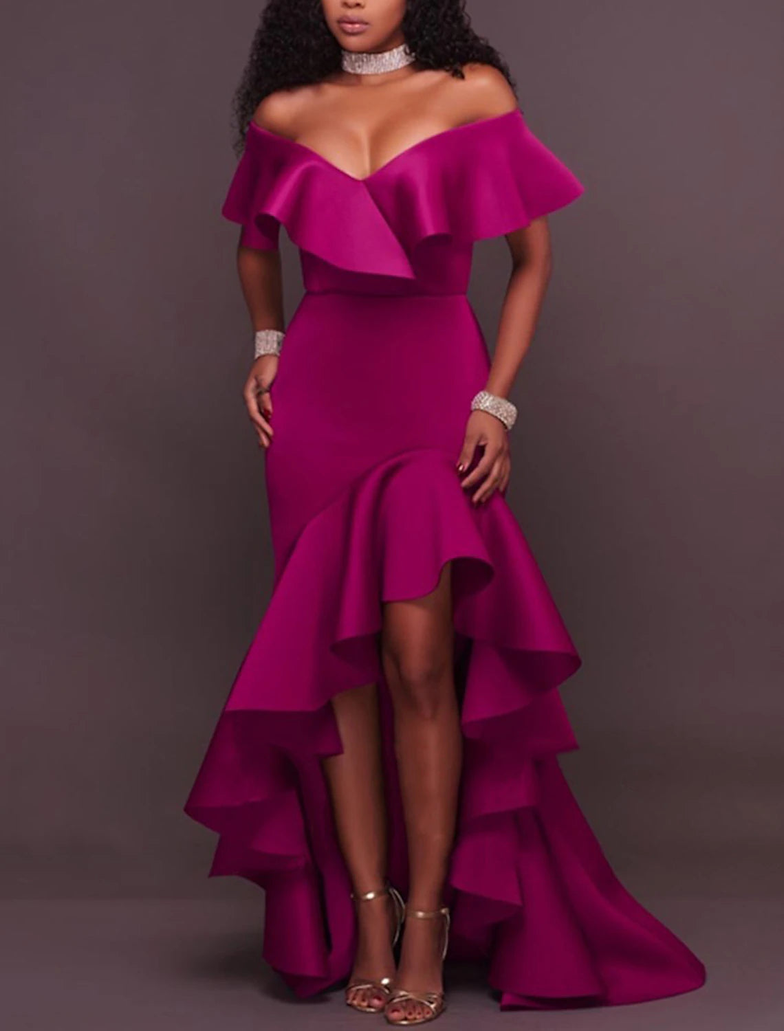 Wholesale A-Line Evening Gown Minimalist Dress Wedding Guest Homecoming Asymmetrical Sleeveless Off Shoulder Stretch Satin with Ruffles Slit