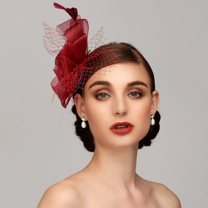 Wholesale Elegant Net Mesh Tulle Fascinator Hats Headpiece Clip Headband with Bow(s) Feather Flower Floral 1PC Kentucky Derby Wedding Tea Party Horse Race Cocktail Vintage for Women