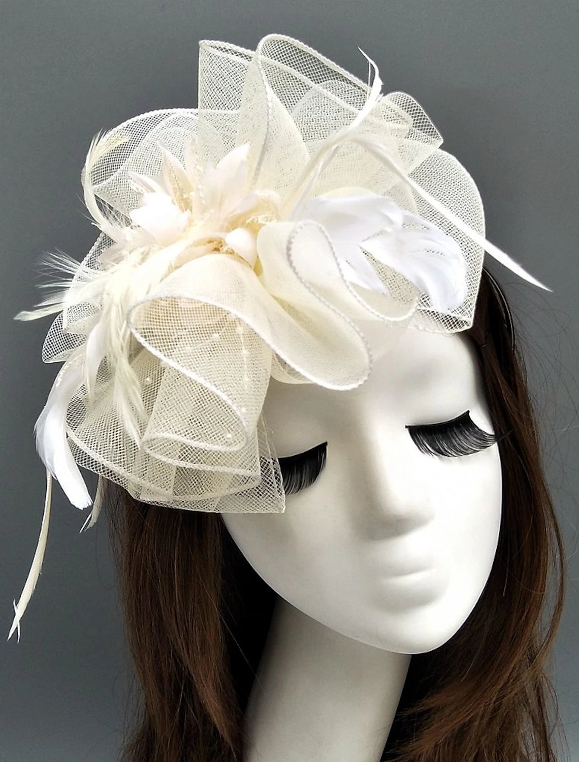 Wholesale Feather / Net Fascinators Kentucky Derby Hat/ Headpiece with Feather / Floral / Flower 1PC Wedding / Special Occasion / Tea Party Headpiece