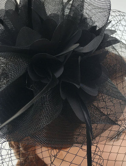 Wholesale Tulle / Feather / Net Fascinators Kentucky Derby Hat / Headwear / Birdcage Veils with Floral 1PC Wedding / Special Occasion / Casual Headpiece