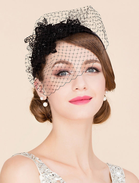 Wholesale Headwear Net Veil Hat Wedding Casual Tea Party Valentine's Day Horse Race Retro Romantic Classic With Tulle Face Veil Headpiece Headwear