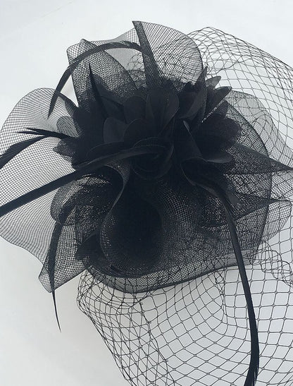 Wholesale Tulle / Feather / Net Fascinators Kentucky Derby Hat / Headwear / Birdcage Veils with Floral 1PC Wedding / Special Occasion / Casual Headpiece