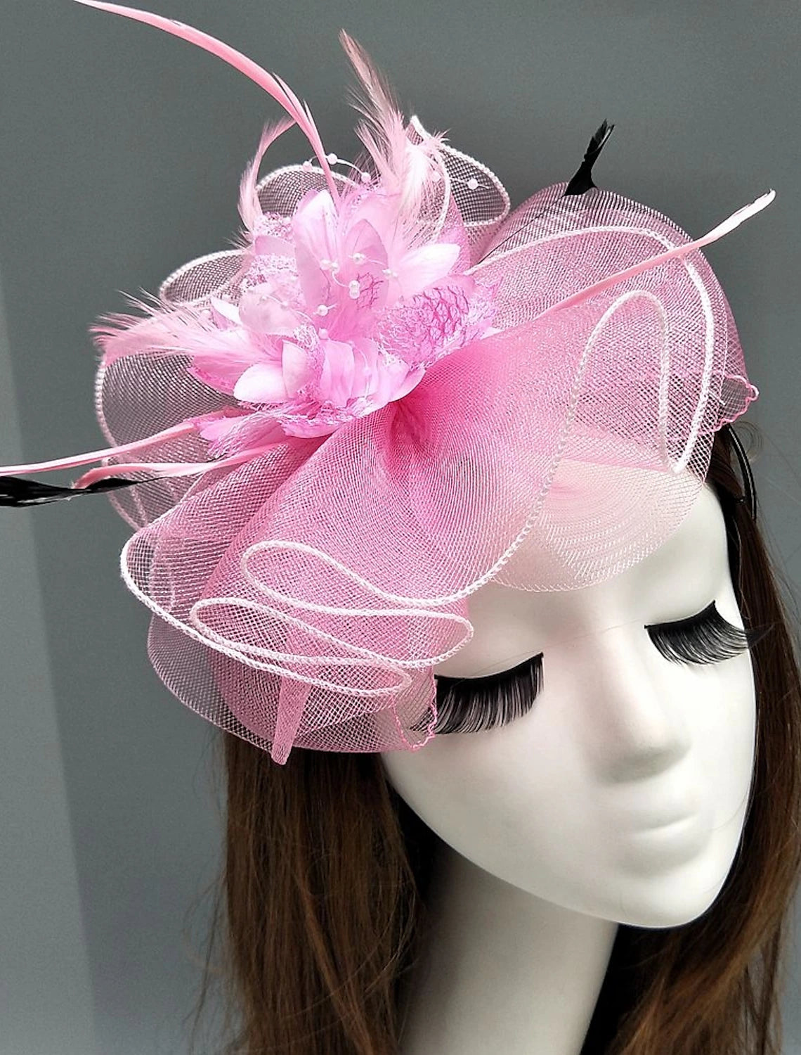 Wholesale Feather / Net Fascinators Kentucky Derby Hat/ Headpiece with Feather / Floral / Flower 1PC Wedding / Special Occasion / Tea Party Headpiece