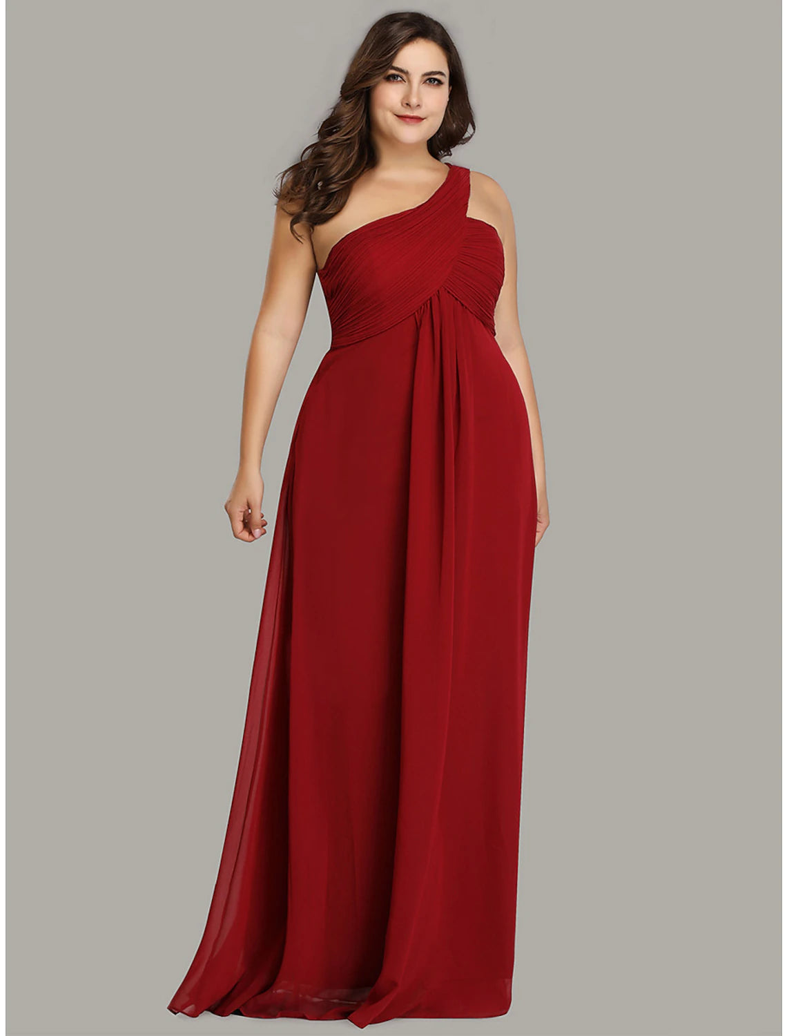 Wholesale A-Line Evening Gown Empire Dress Formal Evening Floor Length Sleeveless One Shoulder Bridesmaid Dress Chiffon Backless with Pleats Draping