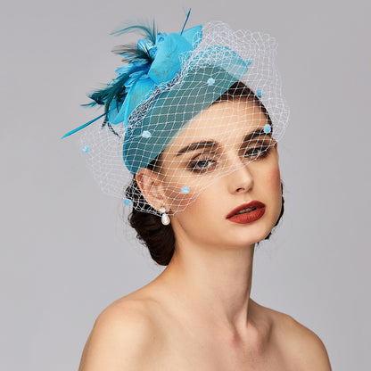 Wholesale Elegant Fascinators Hats Linen Net Mesh Headpiece Kentucky Derby Hat with Clip Headband Feather Floral Flower Mesh Net Wedding Evening Party Horse Race Ladies Day Headpiece Headwear