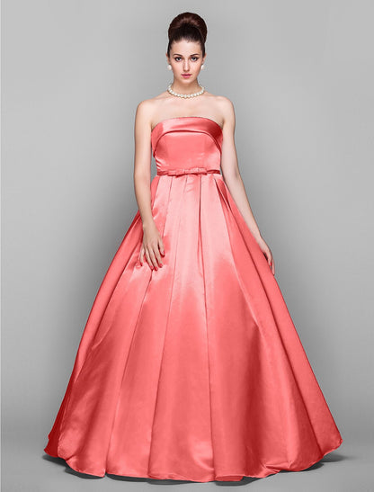 Wholesale Ball Gown Elegant Dress Quinceanera Prom Floor Length Sleeveless Strapless Satin with Bow(s)