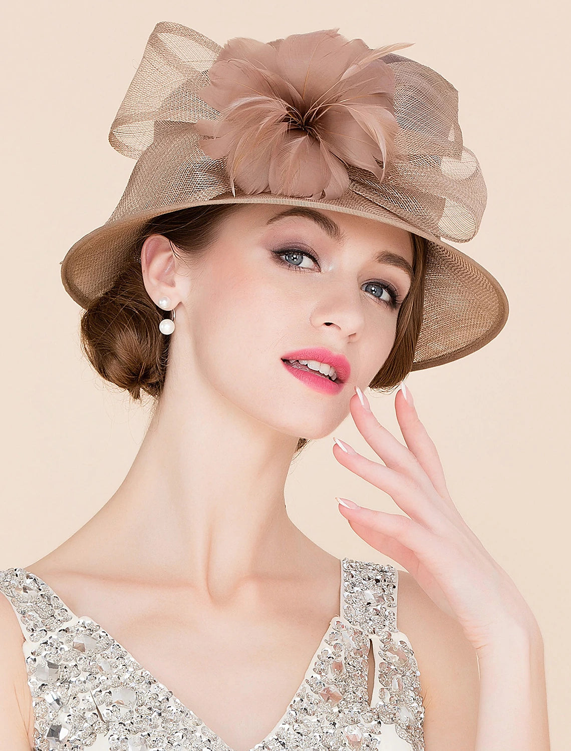 Wholesale Vintage Style Elegant & Luxurious Organza Hats with Bowknot / Feathers / Fur / Flower 1PC Kentucky Derby / Horse Race / Ladies Day Headpiece