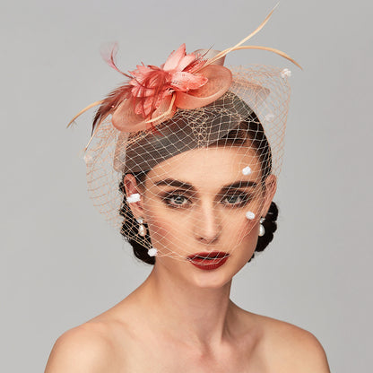 Wholesale Elegant Fascinators Hats Linen Net Mesh Headpiece Kentucky Derby Hat with Clip Headband Feather Floral Flower Mesh Net Wedding Evening Party Horse Race Ladies Day Headpiece Headwear