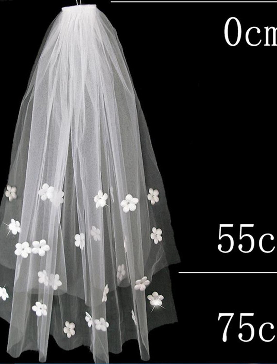 Wholesale Two-tier Stylish / Artistic Style Wedding Veil Elbow Veils with Scattered Bead Floral Motif Style / Solid 75 cm Tulle