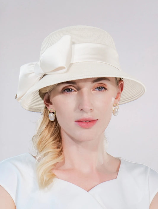 Wholesale Cute Elegant Polyester / Fiber Hats / Straw Hats with Bowknot / Ribbon Tie 1PC Casual / Tea Party / Melbourne Cup Headpiece