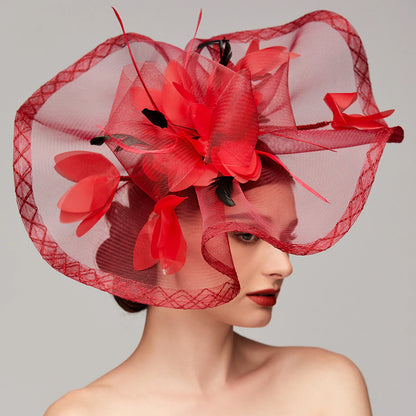 Wholesale Flowers Feather Net Kentucky Derby Hat Fascinators Headpiece with Feather Floral 1PC Horse Race Ladies Day Melbourne Cup Headpiece