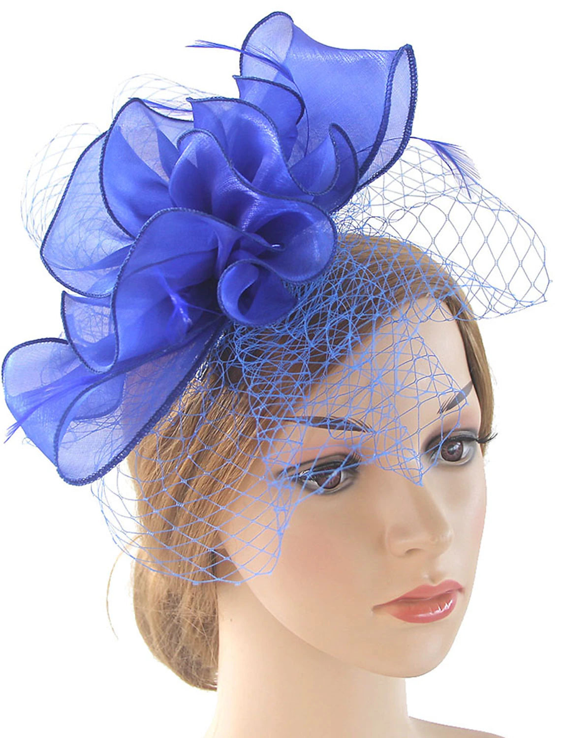 Wholesale Fascinators Kentucky Derby Hat Organza Polyester / Polyamide Fedora Hat Floppy Hat Veil Hat Tea Party Horse Race Ladies Day Vintage Vintage Style Elegant With Feather Appliques