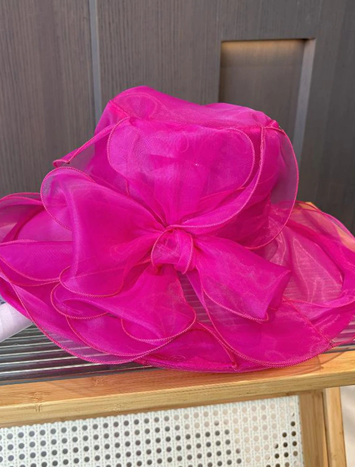 Wholesale Fascinators Hats Headwear Organza Bucket Hat Floppy Hat Sun Hat Casual Holiday Elegant Vintage With Flower Pure Color Headpiece Headwear