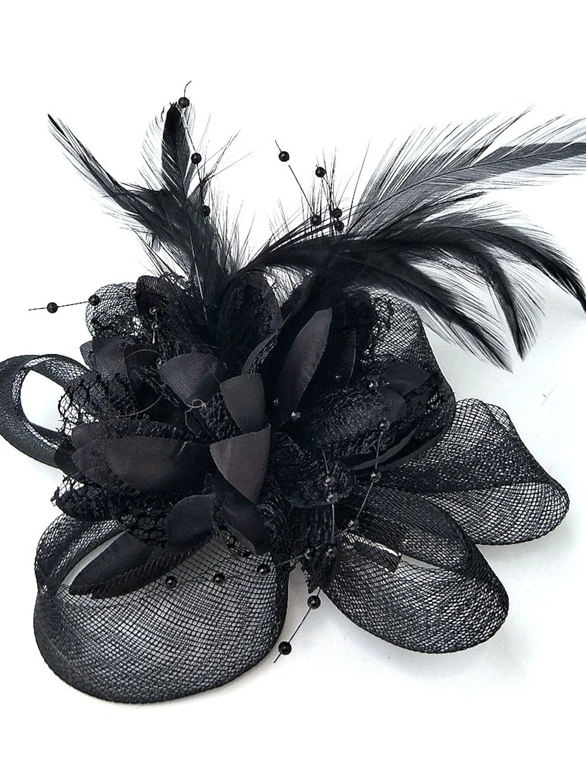 Wholesale Elegant Feather Net Fascinators Hats with Feathers Fur Floral 1PC Special Occasion Kentucky Derby Horse Race Ladies Day Headpiece