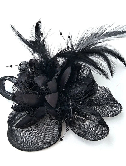 Wholesale Elegant Feather Net Fascinators Hats with Feathers Fur Floral 1PC Special Occasion Kentucky Derby Horse Race Ladies Day Headpiece