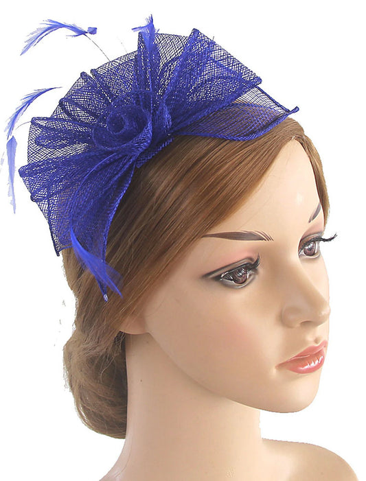 Wholesale Fascinators Kentucky Derby Hat Headwear Organza Polyester / Polyamide Bucket Hat Party / Evening Holiday Cocktail Royal Astcot Vintage Style Elegant With Feather Appliques Headpiece Headwear