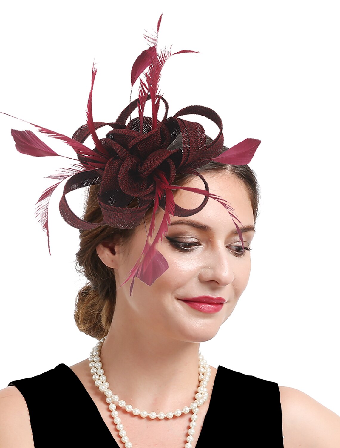 Wholesale Fascinators Kentucky Derby Hat Headwear Organza Polyester / Polyamide Fedora Hat Veil Hat Tea Party Horse Race Ladies Day Vintage Style Vintage Elegant With Feather Appliques Headpiece