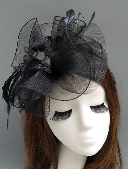 Wholesale Feather / Net Fascinators Kentucky Derby Hat/ Headpiece with Feather / Floral / Flower 1PC Wedding / Special Occasion / Tea Party Headpiece