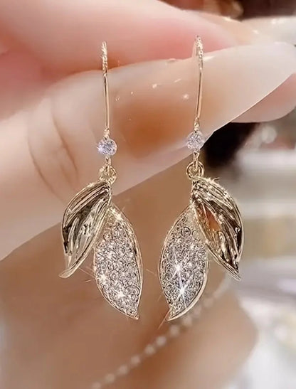 Wholesale Women‘ Drop Earring Fine Jewelry Claic Leaf tylih imple Earring Jewelry Gold For Fall Wedding Party 1 Pair