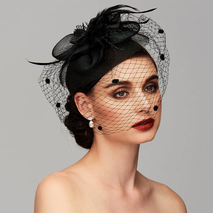 Wholesale Elegant Fascinators Hats Linen Net Mesh Headpiece Kentucky Derby Hat with Clip Headband Feather Floral Flower Mesh Net Wedding Evening Party Horse Race Ladies Day Headpiece Headwear