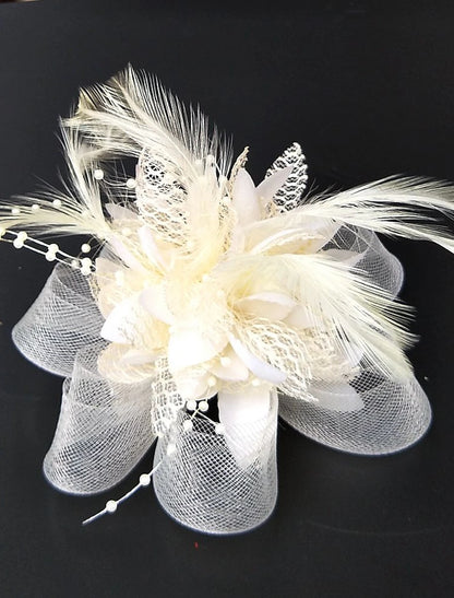 Wholesale Elegant Feather Net Fascinators Hats with Feathers Fur Floral 1PC Special Occasion Kentucky Derby Horse Race Ladies Day Headpiece