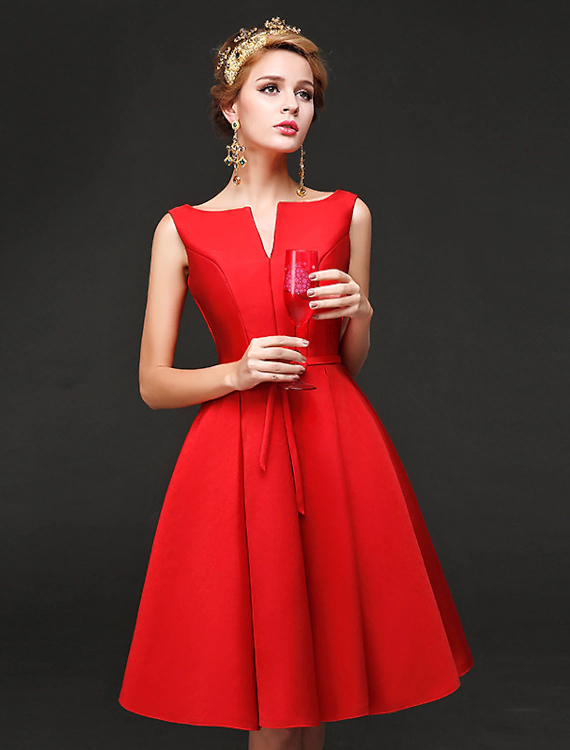 Wholesale A-Line Cocktail Dresses Minimalist Dress Homecoming Graduation Short / Mini Sleeveless Jewel Neck Satin with Sash / Ribbon Bow(s)