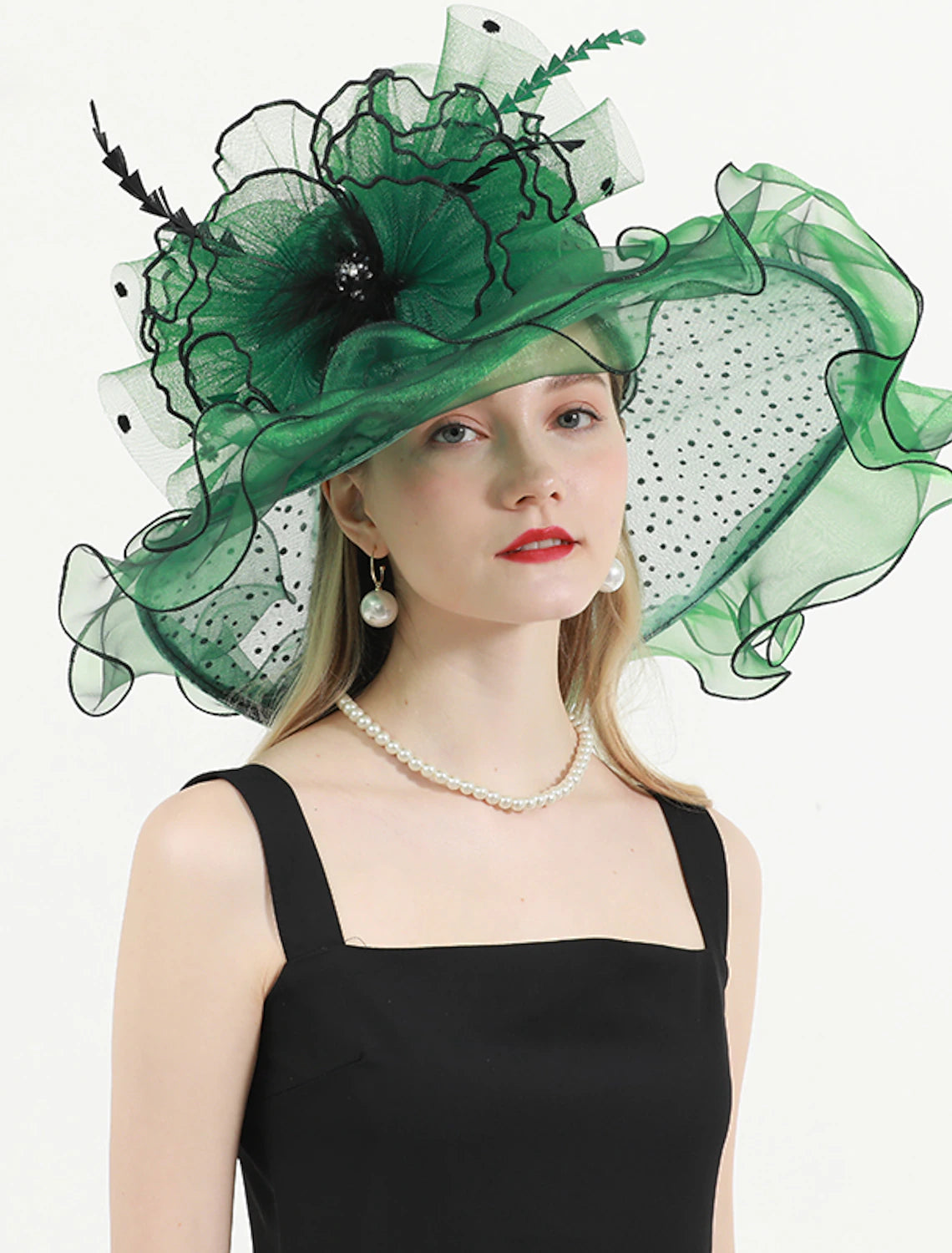 Wholesale Hats Organza Kentucky Derby Church Wedding Sun Protection With Feathers / Fur Floral Headpiece Headwear