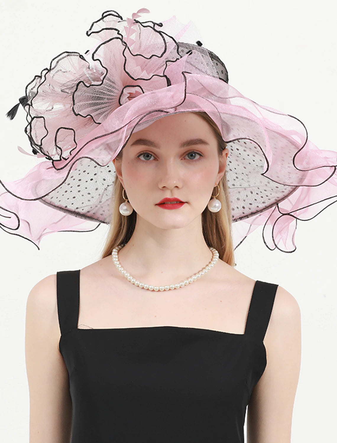 Wholesale Hats Organza Kentucky Derby Church Wedding Sun Protection With Feathers / Fur Floral Headpiece Headwear