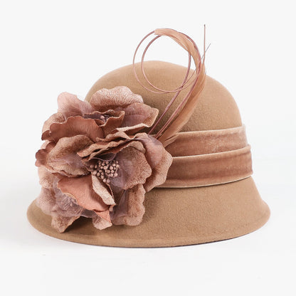 Wholesale Fashion Wool Ladies Party /Casual / Outdoor Hat With Floral (more color)