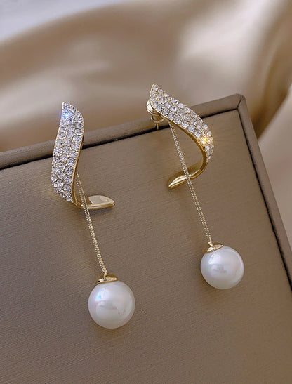 Wholesale Women's Pearl Drop Earrings Fine Jewelry Classic Precious Stylish Simple Earrings Jewelry White For Wedding Party 1 Pair